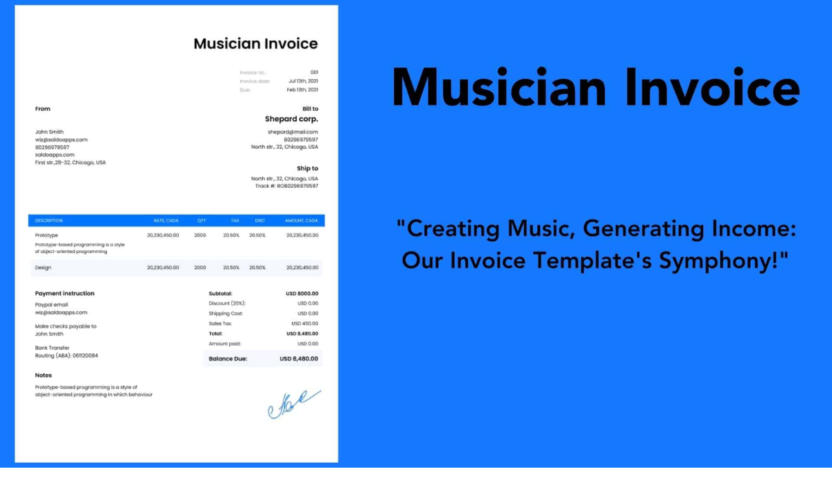 Musician Invoice Template